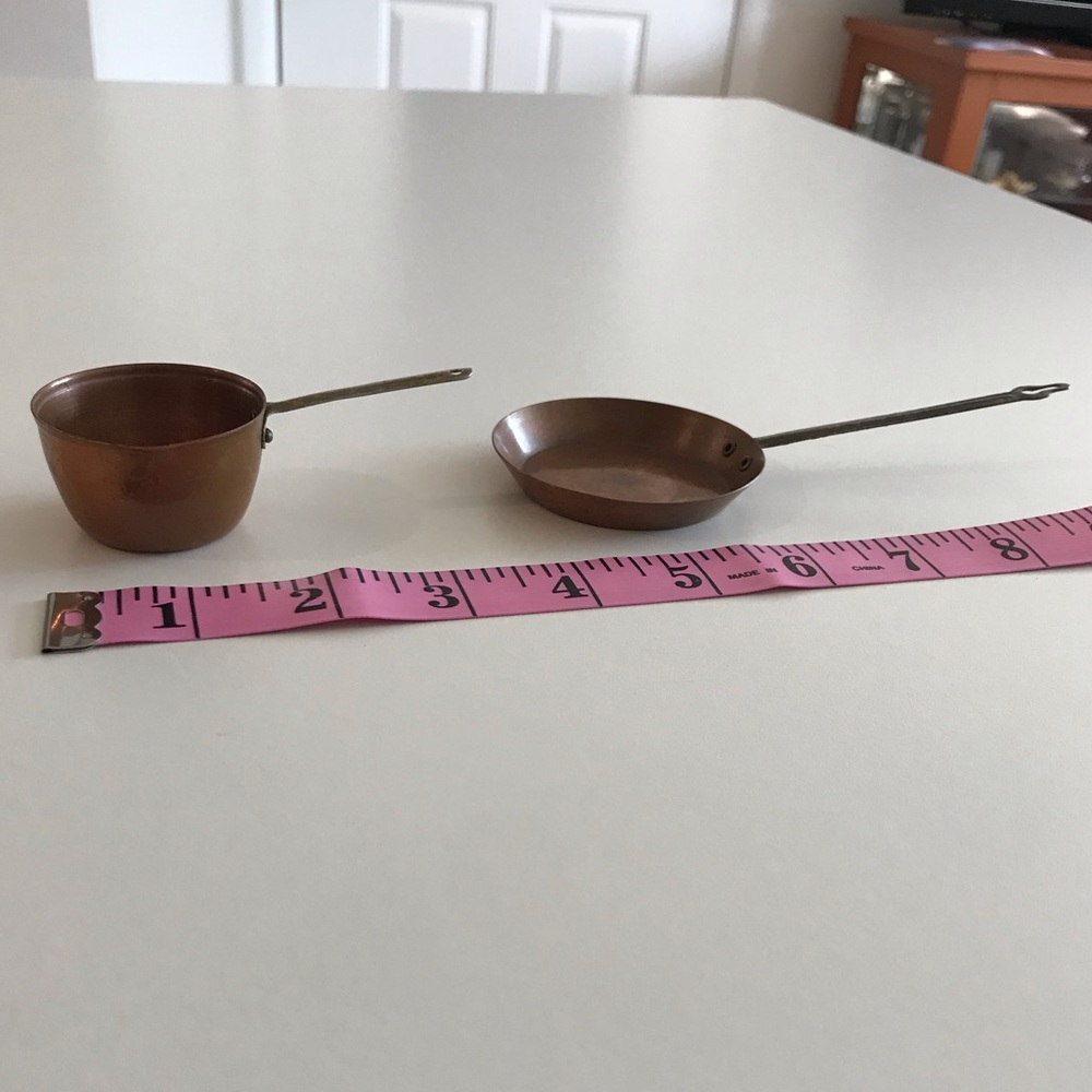 Miniature Tiny Doll Size Copper Pot and Pan